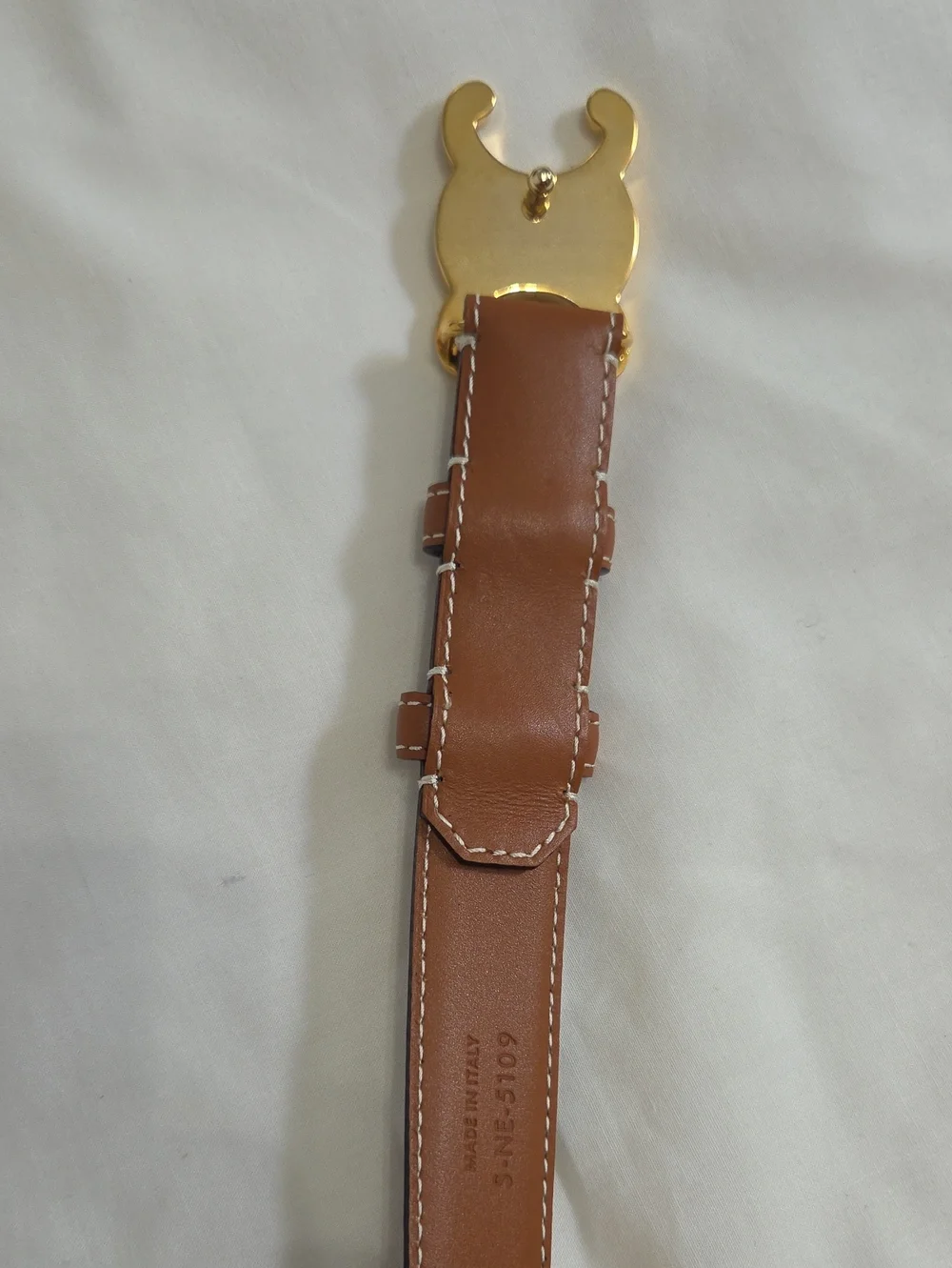Celine Triomphe Belt Camel Brown Leather 85cm